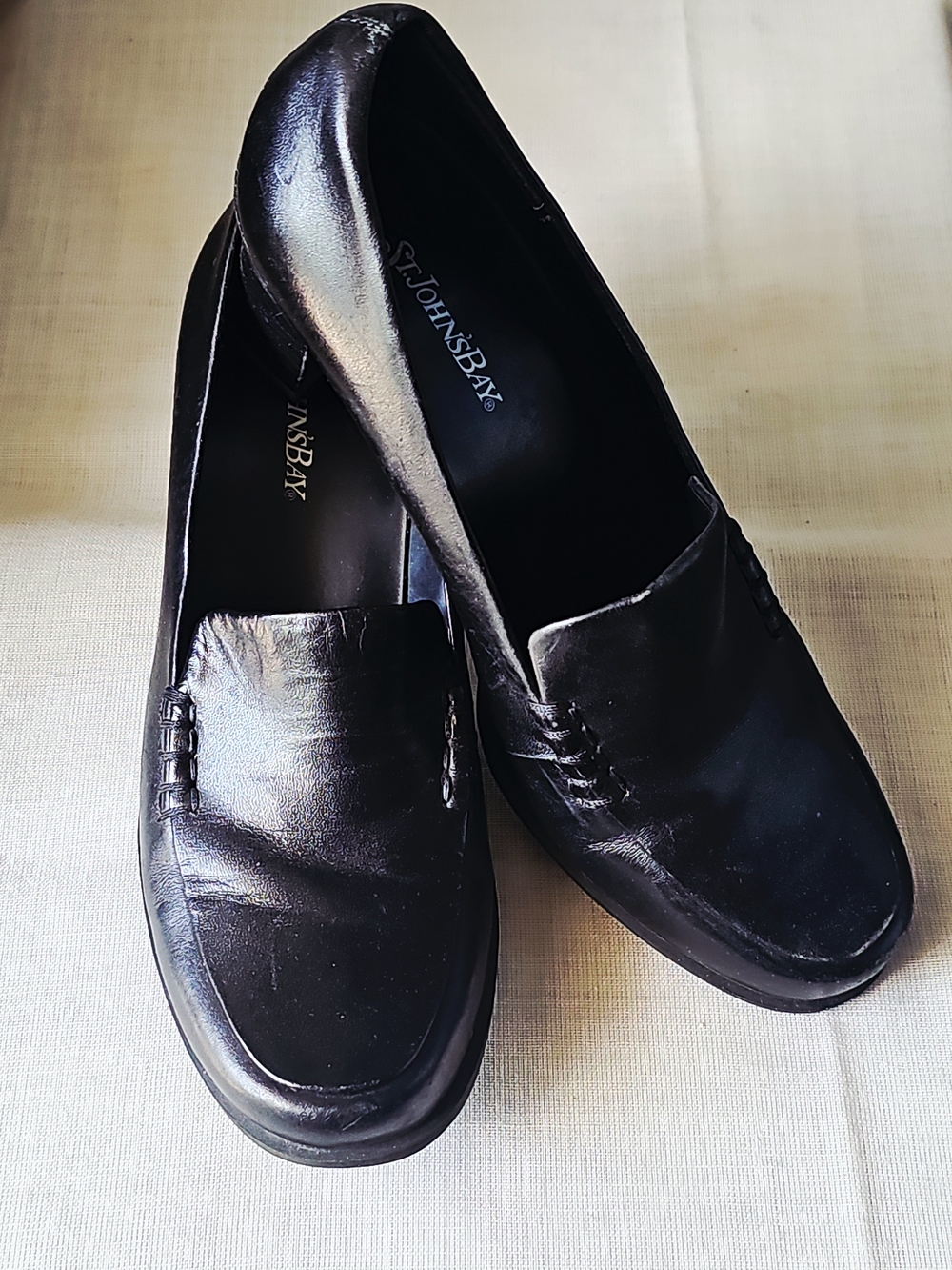 St. John's Bay Women's Black Leather 3" Heels Office / School Shoes (6M)